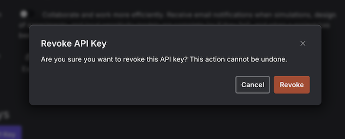 Confirm revoke API key