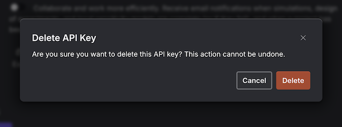 Confirm delete API key